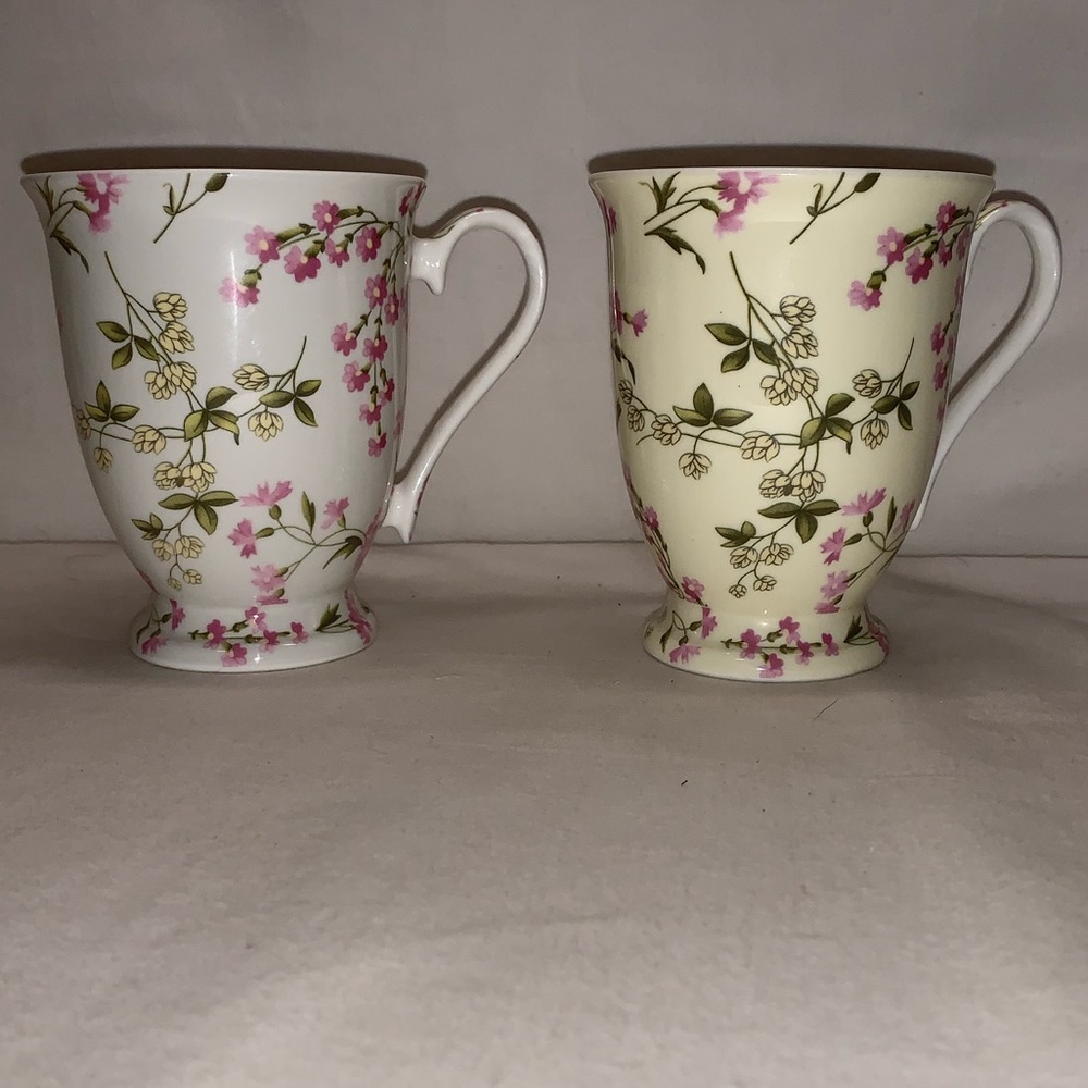 2 Floral Gracie Bone  China Coffee Mug